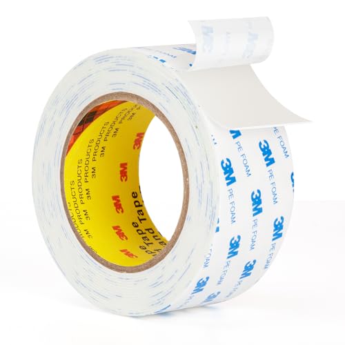 3M 1600T Double Sided Tape, PE Foam Tape 2" x 18 Ft White Removable Strong Adhesive No Residue for RV Picture Hanging, Posters Frames Wall Decor Indoor & Outdoor Use - size: 2.0" X 18ft