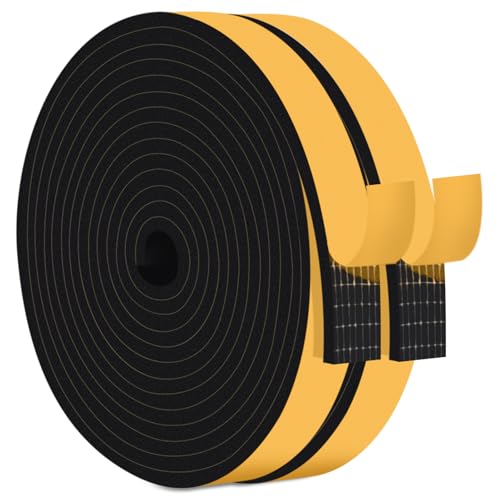 Foam Weather Stripping Door Seal,1 in x 1/4 in x 33Ft Black, High Density Strong Adhesive Foam Insulation Tape,Dust Blocking,Weatherproof,Energy Saving,Use for Doors Frame, Windows - color: Black, size: 1 in x 1/4 in x 33 Ft
