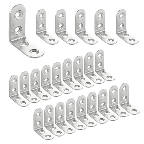 24 Pack Stainless Steel Corner Brace, 16x40mm L Shape Corner Bracket Connector, 90 Degree Right Angle Joint Fastener Brackets for Wood Chair Bookshelf Desk Window Furniture Cabinet, Silver - color: 24pcs 16x40mm