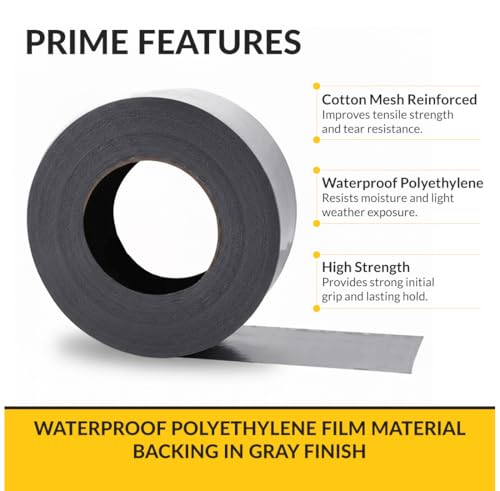 Brixwell Duct Tape Heavy Duty 3 Inch x 45 Yards Gray, Waterproof Adhesive Roll with Reinforced Cotton Mesh Backing, Professional Grade for Indoor Outdoor Repairs, Sealing, Bundling, Packaging Use - size: 3" x 45 yards