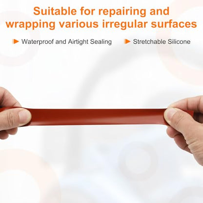 uxcell 2 Pcs Self Fusing Silicone Tape, 1" x 3ft Waterproof Water Leak Sealing Tape for Plumbing Pipe Hose Repair Handles, Red (0.5mm Thick) - color: Red