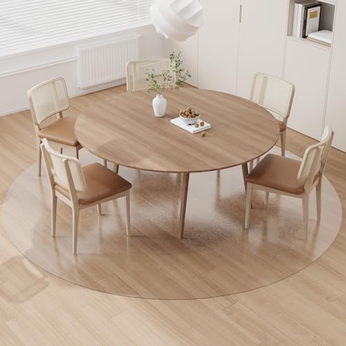 Clear Plastic Area Mat for Under Dining Table, 8ft Round No Slip Waterproof Vinyl Area Rug for Home, Anti-Spill Hard Floor Protector Cover, Splat Mat for Under High Chair, Easy Clean Floor Mat - color: Frosted Clear, size: 8' (Round)