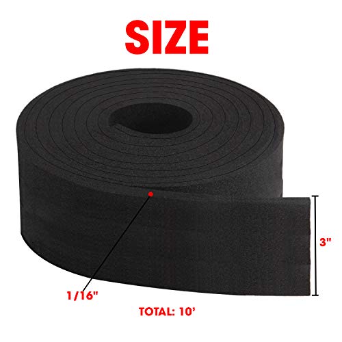Neoprene Foam Strip Roll by Dualplex, 3" Wide x 10' Long x 1/16" Thick, Weather Seal High Density Stripping – Weather Strip Roll Insulation Foam Strips - 10 Feet Long - size: 3" Wide x 10' Long x 1/16" Thick
