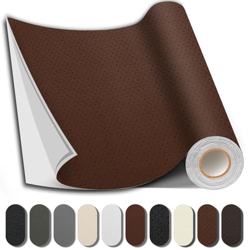 Leather Repair Patch, Strong Sticky Repair Patch Self Adhesive Waterproof, DIY Large Vinyl Patches for Couches, Furniture, Sofa, Car, Chair (Dark Brown, 3.5X79 inch) - color: Perforated Dark Brown, size: 3.5X79 inch