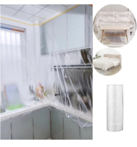 Light Weight Drop Cloth, Clear Plastic, 9 ft x 12 ft, .7 mil, Protects Furniture and Flooring When Painting or Cleaning, Set of 2