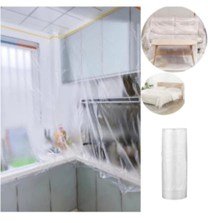 Light Weight Drop Cloth, Clear Plastic, 9 ft x 12 ft, .7 mil, Protects Furniture and Flooring When Painting or Cleaning, Set of 2