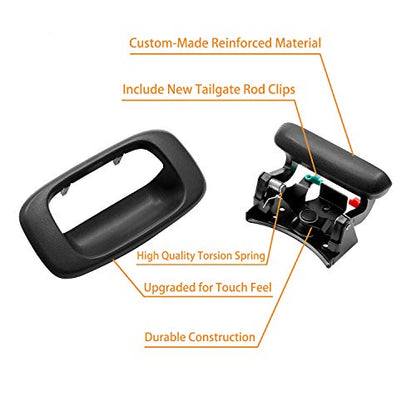 Tailgate Handle Latch Rebuild Kit, Compatible with 1999-2006 Chevy Silverado 1500 2500 3500, GMC Sierra, Replaces# 15997911 15921948 Rear Tail Gate Door Parts Gasket Bezel Lock Bolt Hinge Locking Set