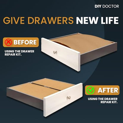 DIY Doctor Drawer Repair Kit (6 Pack) – Fix Sagging Kitchen Drawers – Front Fixing Brackets & Bottom Support – Replacement for Damaged Units – Draw Strengthener Pack - size: 6x Drawer Kit