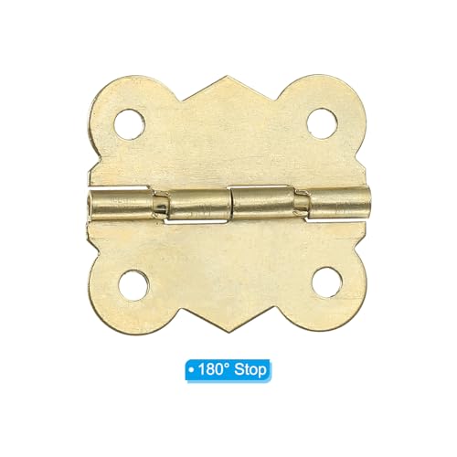 PATIKIL Small Jewelry Box Hinges 1-1/4 Inch, 12 Pack 180-degree Mini Butterfly Hinges Jewelry Box Hardware with 48 Screws for Cabinet Wooden Box Drawer Craft, Gold - color: Gold