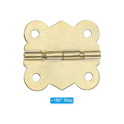 PATIKIL Small Jewelry Box Hinges 1-1/4 Inch, 12 Pack 180-degree Mini Butterfly Hinges Jewelry Box Hardware with 48 Screws for Cabinet Wooden Box Drawer Craft, Gold - color: Gold