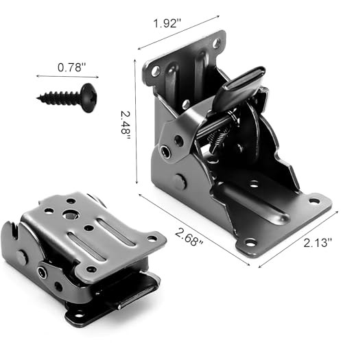 WUWEOT 8 Pack Table Leg Folding Brackets, Self-Locking Hinge Hardware with Screws, Extension Collapsible Shelf Bracket Support for Bed Leg, Wall Shelf, Saving Space