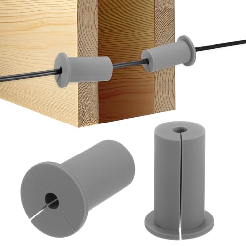 M METERXITY 2-Pack Cable Routing Kit, for 1 Inch Wall Hole Silicone Feed Through Wall Grommet Cable Punch Grommet Wall Hole Cover Bushing for Ethernet Cable [52mm Length, Grey] - color: Gray, size: 1" x 2.05"