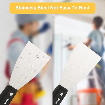 7Pcs Putty Knife Set, Stainless Steel Drywall Tools Spackle Knife and Paint Scraper Tool for Repair, Professional Drywall Knife Set Taping Knife for Spreading Mud, Taping,Repairing Wall Scraper