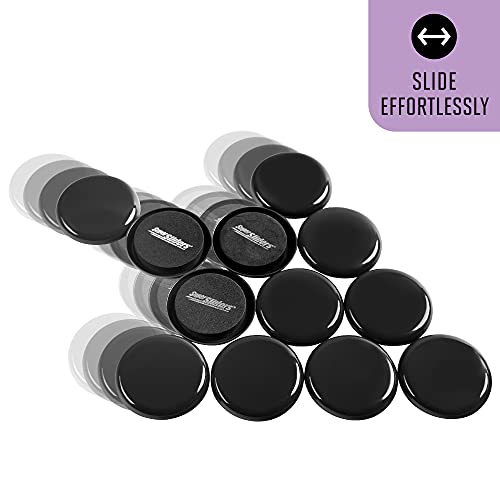 Super Sliders 2-1/2" Round Reusable Furniture Sliders for Carpet, Anti-Slip Protective Furniture Moving Pads for Beds, Sofas, Dressers, Set of 8, Black