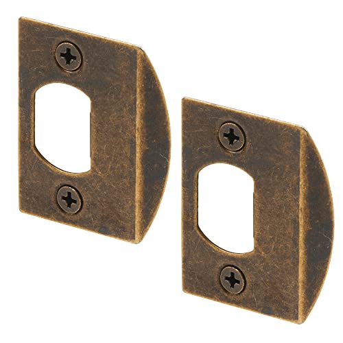 Prime-Line E 2233 Antique Brass Plated, Dead Latch Door Strike (2 Pack) - color: Antique Brass
