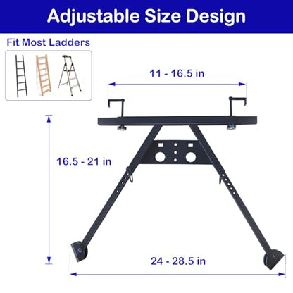 Extension Ladder Stabilizer for Wall, Ladder Stabilizer Ladder Standoff for Roof, Wall Standoff Ladder Accessory Safety Stability Steel, Adjustable Length 16.6-21", 300 LBS Weight Rating,Black
