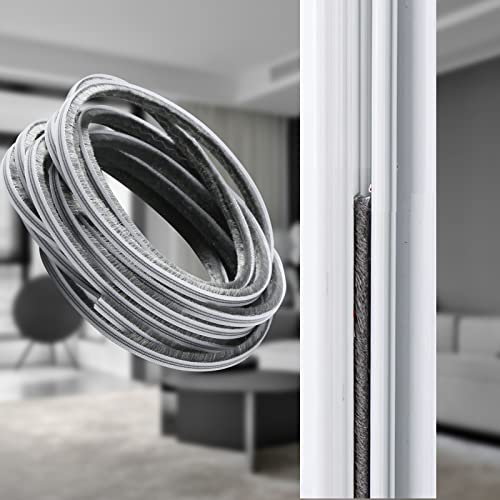 Weather Stripping Door Seal - 5m (16ft) Brush Weather Stripping,Card-Slot Seal Strip Pile Weatherstrip for Door Window (6mm x 8mm (Backing 0.236 x Brush 0.315 Inch) Gray) - size: 6 mm x 8 mm