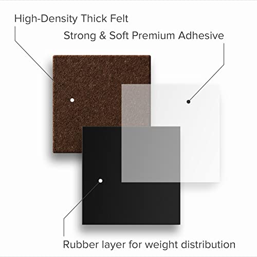 24 Heavy-Duty Felt Furniture Pads 1” 1/4” Thick X-Protector! Square Felt Pads for Furniture Feet - The Best Felt Floor Protectors for Furniture to Prevent Scratches. Protect Your Hard Floor! (Brown) - size: 1 Inch 24 Pcs Square Brown