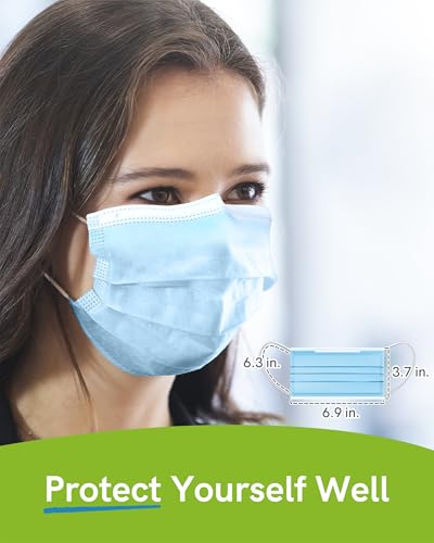 FriCARE Disposable Face Masks, 3-Ply ASTM Level 3 Medical Grade, Breathable & Comfortable for Adult Daily Work/Sun Protection, 50 Pack Blue - color: Blue