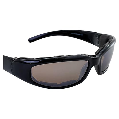 MotoFrames MF Chill Padded Motorcycle Sunglasses Black Frame w/Driving Mirror Lens