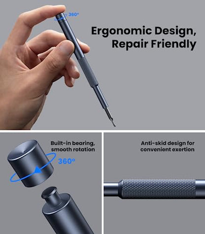 AXTH 50-in-1 Precision Screwdriver Set, Professional Magnetic Small Repair Tool Kit for Electronic Devices, Mini Screw Driver with Flat, Philips, Torx, Hex, Pentalobe, Triwing, Triangle and More - style: 50in1
