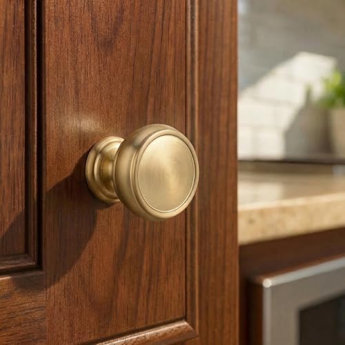 10 Pack Champagne Bronze Cabinet Knobs, 1-1/4 Inch Modern Furniture Hardware Zinc Alloy Knob, Single Hole Hardware Handles Kitchen Cabinet Dresser Knob, Drawer Knobs - color: Champagne Bronze