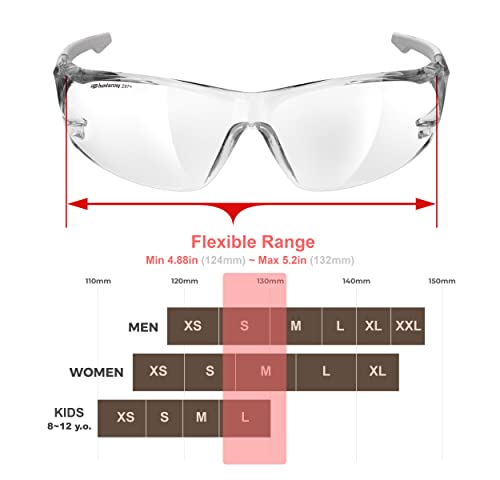 HTS HUNTERSKY ANSI Z87.1 Anti-Fog Clear Safety Glasses Pickleball Youth Baseball Lab Chemistry Goggles Scratch Resistant - color: Clear-light Grey-2 Pieces