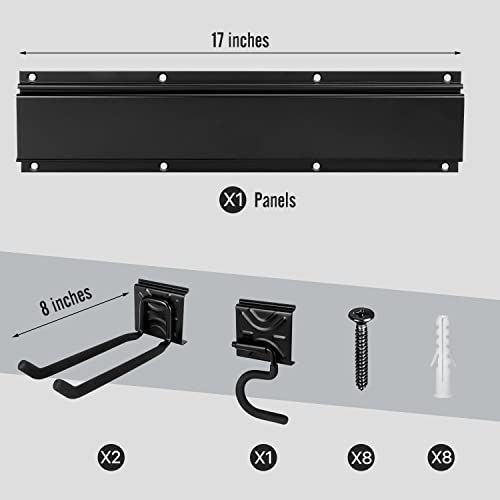 Tool Rack Kits, Garage Wall Organization Hanger with 1 Mop Hook and two 8-inch Multi-Purpose Hooks, Garden Yard Shovels Rakes for String Hedge Trimmer Brooms Hoses Folding Chairs ladders, and More - size: 17 in Rack With 3 Hooks