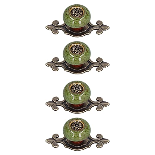 4 Set Zinc Alloy Round Cabinet Knob Drawer Pull Handle Green for Furniture Wardrobe Bathroom Hardware
