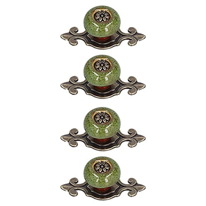 4 Set Zinc Alloy Round Cabinet Knob Drawer Pull Handle Green for Furniture Wardrobe Bathroom Hardware