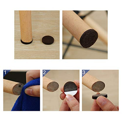 uxcell 70pcs Furniture Pads Round 1" Self-stick Non-slip Anti-scratch Felt Pads Floors Protector Dark Brown - size: 25 x 5mm