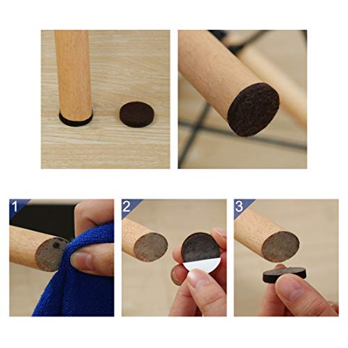 uxcell 40pcs Furniture Pads Round 7/8" Dia Self-stick Non-slip Anti-scratch Felt Pads Floors Protector Dark Brown - size: 22 x 5mm