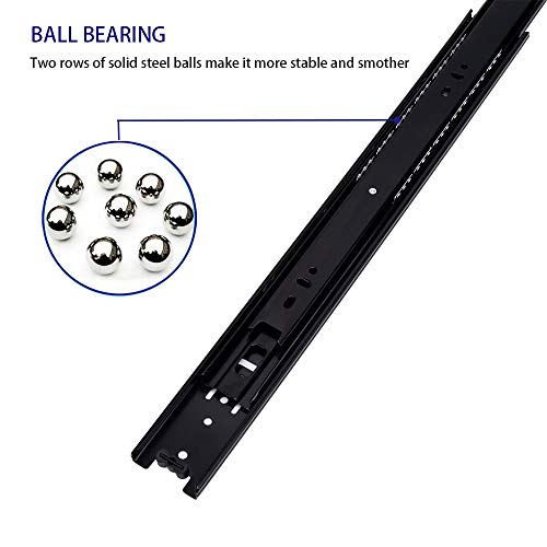 6 Pairs of 14 Inch Hardware 3-Section Full Extension Ball Bearing Side Mount Black Drawer Slides,100 LB Capacity Drawer Slide - color: Black, size: 14 Inch