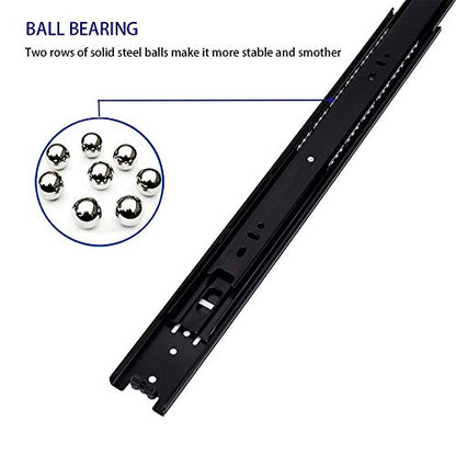 6 Pairs of 20 Inch Hardware 3-Section Full Extension Ball Bearing Side Mount Black Drawer Slides,100 LB Capacity Drawer Slide - color: Black, size: 20 Inch