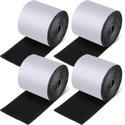 Zonon 4 Rolls 120 Inch Felt Strip with Adhesive Backing Felt Tapes Furniture Strip Rolls Self Stick Heavy Duty Polyester for Protecting Furniture and DIY Adhesive(Black,4 Inch) - color: Black, size: 4 Inch