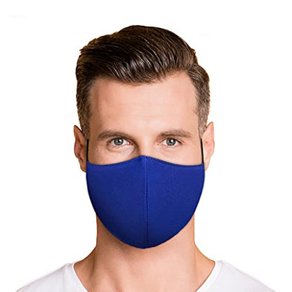 Washable Face Mask with Non-Adjustable Ear Loops & Nose Wire - color: Solid - Royal Blue