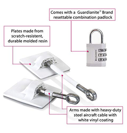 Refrigerator Lock (White with Silver Combination Padlock) - color: 1-Pack, White with Silver Combination Padlock