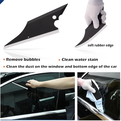 EHDIS Vinyl Wrap Tool Window Tint Kit 7 Pieces Vehicle Tinting Tools Car Glass Protective Film Wrapping Installation Set Included Vinyl Scraper, Window Rubber Squeegee,Cutting Knife with Blades