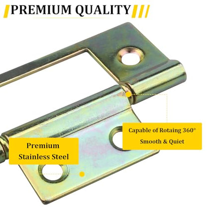 N 6656 Bi-fold Door Hinge, 3 x 1 Inch Non-Mortise Brass Plated Bifold Door Hinges (1 Pack) - size: 1 Pack