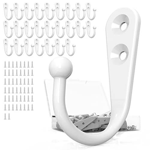 ZAYBOD Coat Hooks for Wall, Decorative Hanging Hooks for Coats, Hats, and Bags (25, White) - color: White