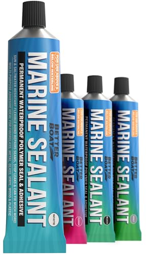 Marine Sealant and Adhesive, Waterproof Marine Grade Caulk, High-Temperature Water Sealant for Boat, Auto, and RV, Silicone-Free, White, 1 Tube, 3 Oz - color: White, size: 3 oz