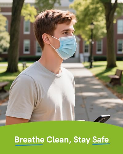FriCARE Disposable Face Masks, 3-Ply ASTM Level 3 Medical Grade, Breathable & Comfortable for Adult Daily Work/Sun Protection, 50 Pack Blue - color: Blue