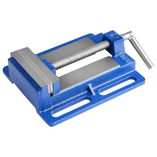 VEVOR Drill Press Vise, 4 Inch Jaw Width, Portable Bench Vise, Slotted Base for Easy Installation, Durable Cast Iron Construction, Workbench Vice, for Woodworking, Metalworking, Drilling, and Cutting - size: 4inch