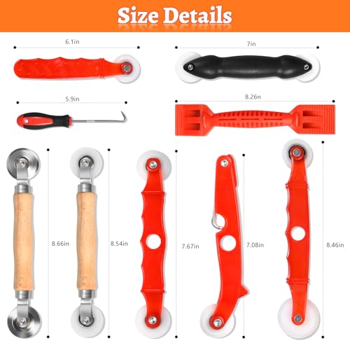 Screen Repair Tool,Window Roller,Spline Installer,9 in 1 Window Installation Tool,Screen Mouse Spline Roller for Installing & Replacing Window Patio Sliding Door (9 in 1) - size: 9 IN 1