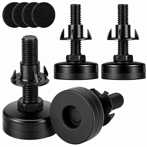 4 Pack Adjustable Furniture Feet Table Levelers with T-Nuts and Felt Pads 3/8" Thread Adjustable Furniture Leveling Feet Heavy Duty Leg Risers Chair Leg Extenders for Height Table Chair Cabinet Desk