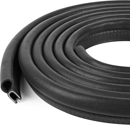 Automotive Door Weather Stripping 12Ft Car Door Rubber Edge Trim Seal Strip Gasket with Top Bulb Easy to Install for Car Bus Camper Boat RV Truck Doors and Home Applications - color: 12Ft
