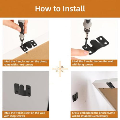 16Pcs Stainless Steel Interlock Hanging Buckle,Flush Concealed Mount Brackets Stainless Steel Z Clip Bracket Interlock Hanging Buckle Mountain Buckle for Picture Display Art Gallery - color: Black, size: Small Without Screws