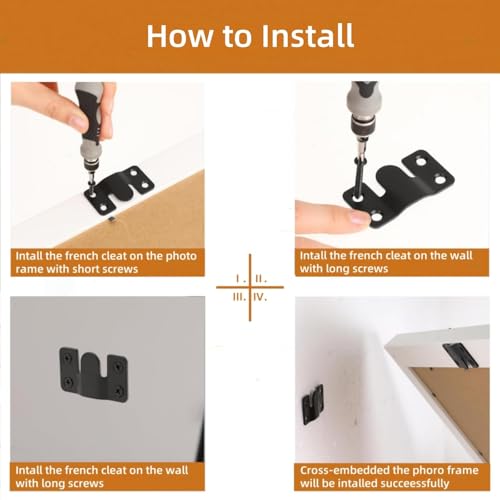 16Pcs Stainless Steel Interlock Hanging Buckle, Flush Concealed Mount Brackets, Z Clip Bracket for Picture Display Art Gallery (S2, Black) - color: Black, size: Small With Screws