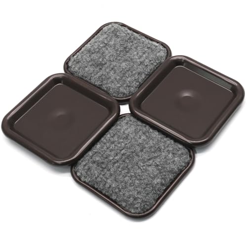 24Pcs Square Metal Felt Furniture Caster Cups, 1-3/4Inch Carpet-Bottom Furniture Sliders Non-Slip Wheel Savers, Floor Protectors Pads for Hardwood, Tile & Laminate Floors - size: 1-3/4"