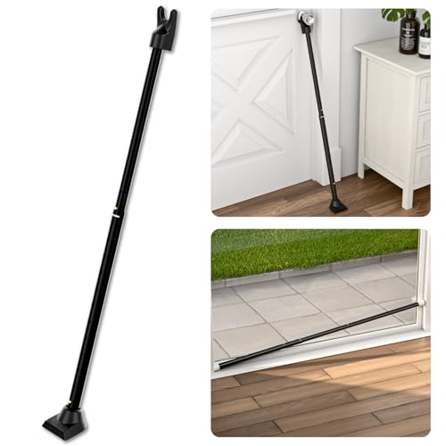SECURITYMAN 3-in-1 Door Security Bar, Security Door Stoppers & Door Barricade – Heavy Duty Adjustable Iron Security Lock Bar for Home Defense, Apartment & Travel Safety (1 Pack - Black) - color: Black, size: 1 Pack